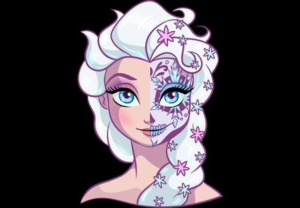 Elsa caracterizada como La Catrina