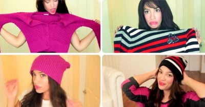 Cómo convertir un viejo suéter en un increíble gorro para el frío. ¡Es tan calientito!