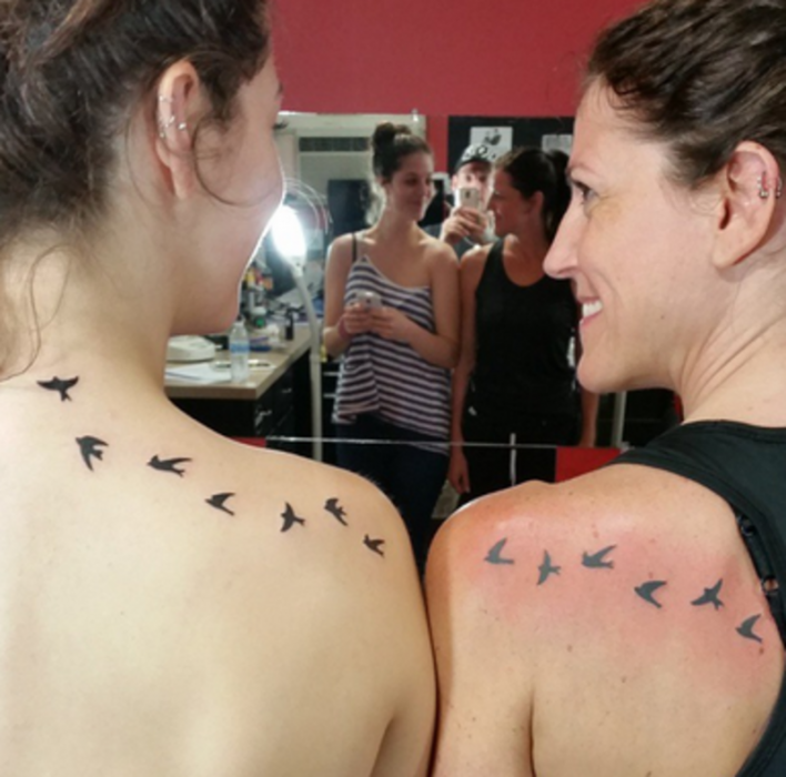tatuajes madre e hijas aves