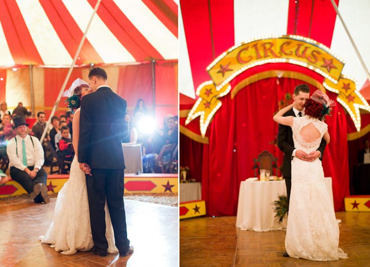 novios bailando boda circo vintage