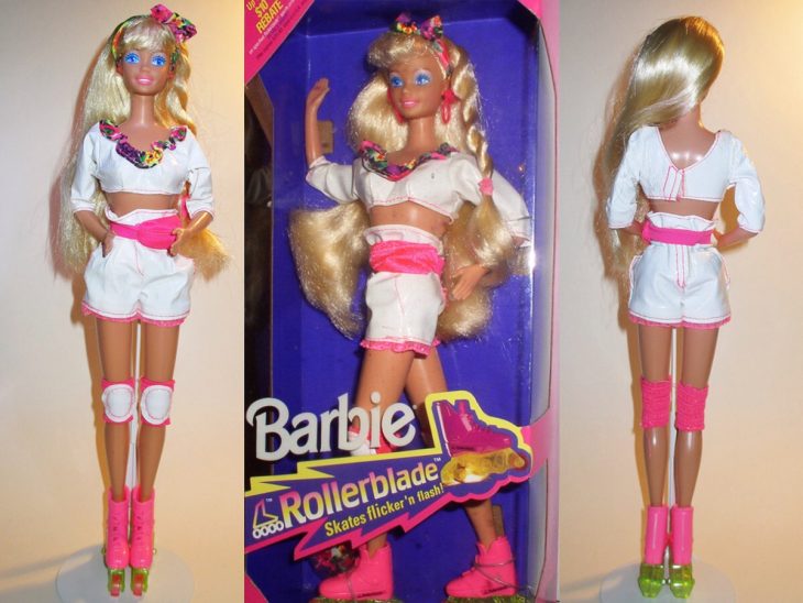 Muñeca barbie de los 90's que es patinadora 