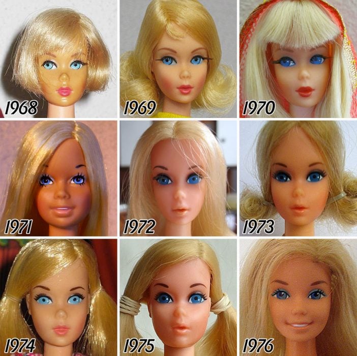 evolución de Barbie de 1968 a 1976