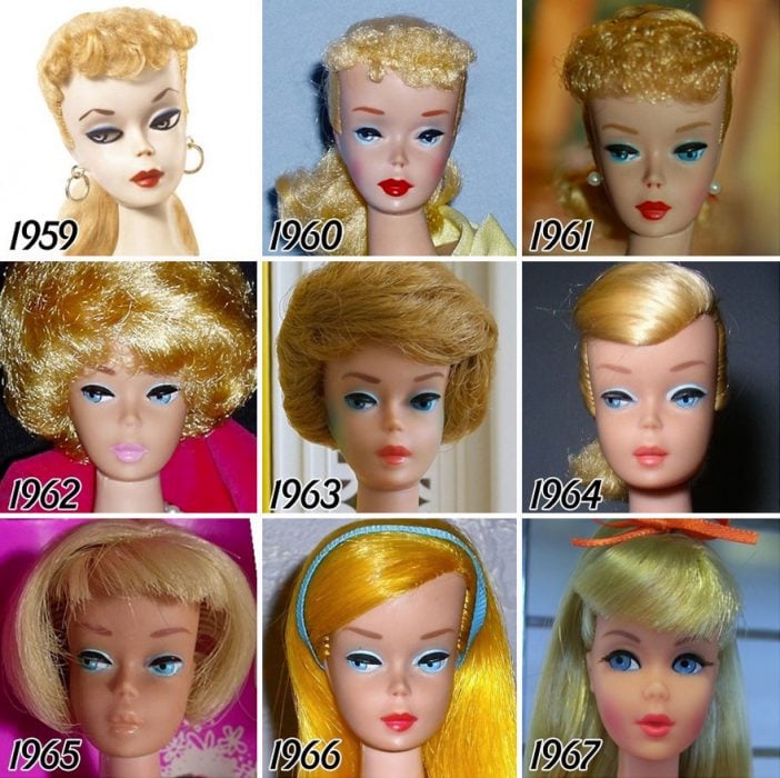 evolución de Barbie de 1959 a 1967