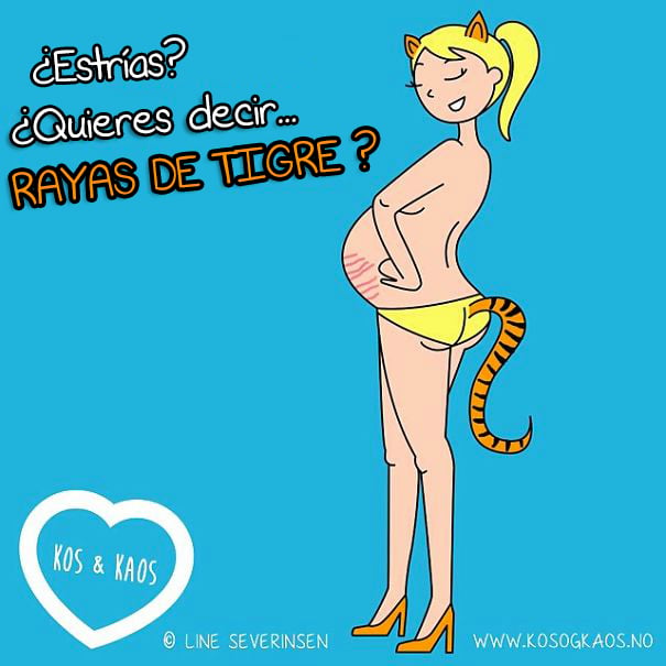 ilustración mujer embarazada con estrías en vientre
