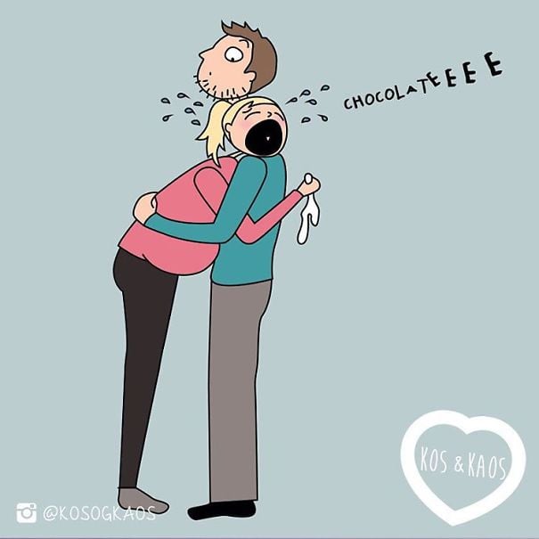 ilustración mujer embarazada llorando por antojo