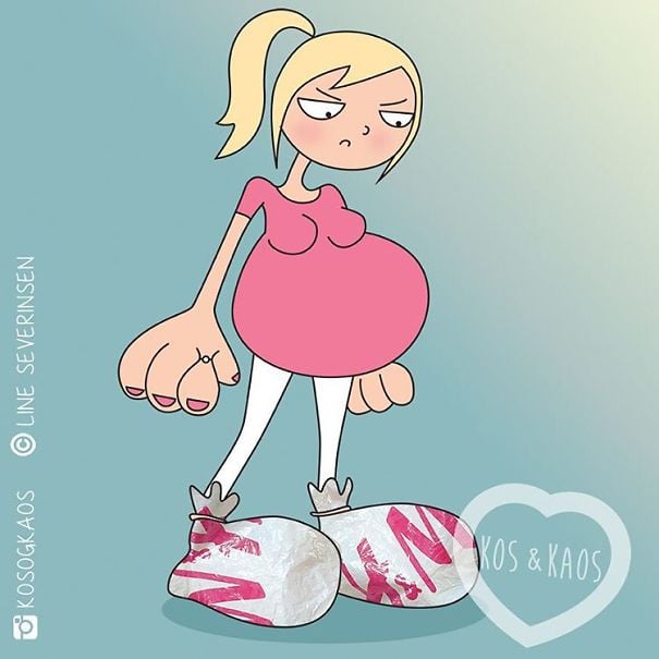 ilustración mujer embarazada hinchada
