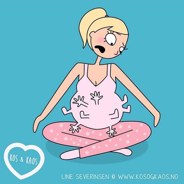 ilustración mujer embarazada con bebé moviéndose