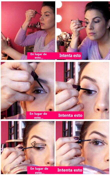 Chica delineando sus ojos de manera perfecta 