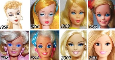 Así es cómo ha evolucionado la muñeca Barbie en 56 años. ¡Es impresionante!