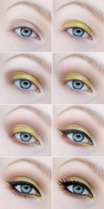 Tutorial de maquillaje para ojos de color amarillo con negro 