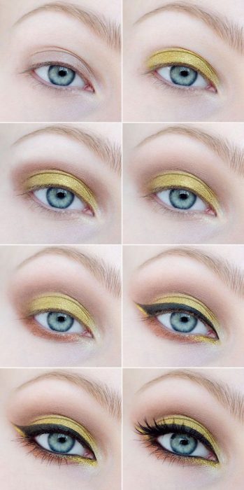 Tutorial de maquillaje para ojos de color amarillo con negro 