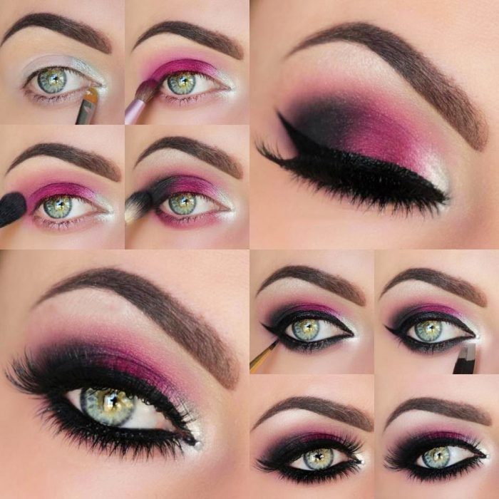 Mauillaje para ojos de color rosa con negro 