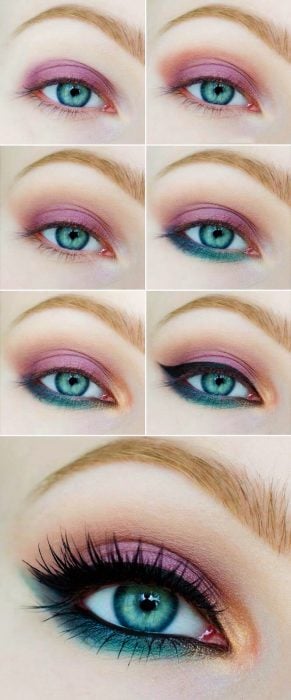 Tutorial de maquillaje de ojos en color rosa con verde 