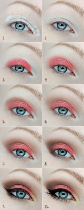 Tutorial de maquillaje para ojos en color coral 