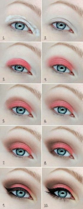 Tutorial de maquillaje para ojos en color coral 