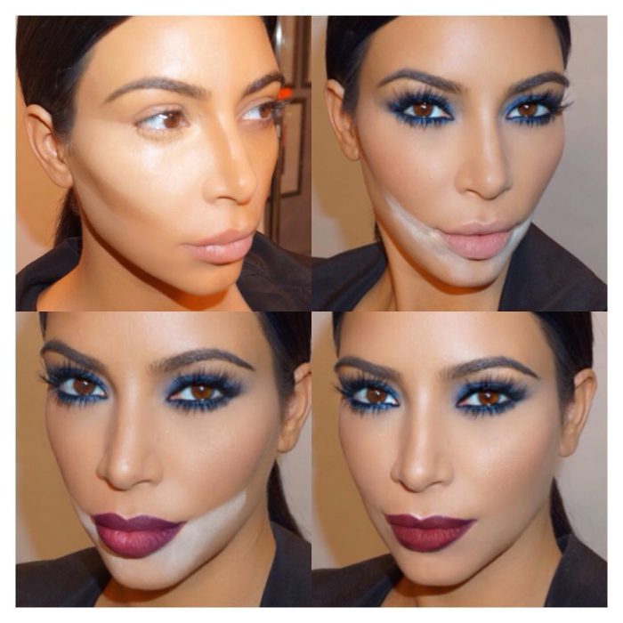 Kim kardashian con el rostro contorneado 