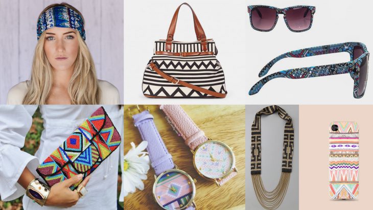 Accesorios con diseño de aztec print 