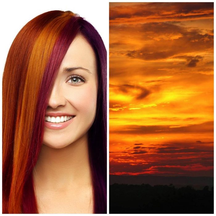 Chica con el cabello como el atardecer 