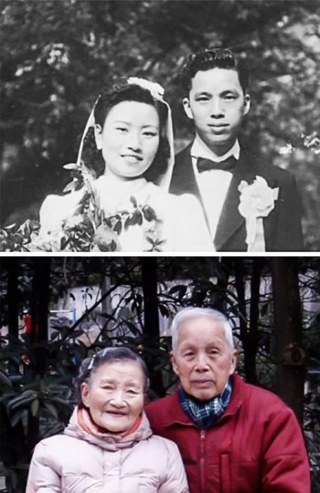 Cao Yuehua y Wang Deyi antes y después