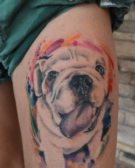 Tatuaje perro bull dog 