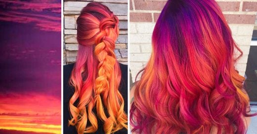 Nueva moda llena de color para mujeres llamada cabello atardecer, que trata de teñir el cabello con los colores del atardecer