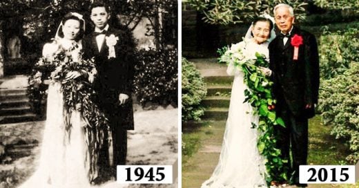 Esposos de 98 años de edad recrean su boda 70 años después