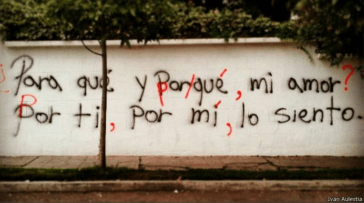 graffiti con faltas de ortografía corregidas