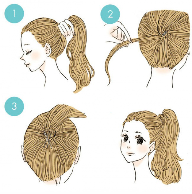 peinado liga de cabello escondida con mechón
