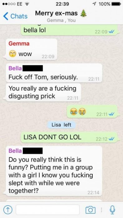 Chico creo un grupo de whatsApp con sus cuatro exnovias 