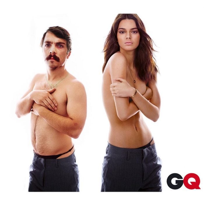 Chico posando de manera divertida junto a Kendall Jenner 