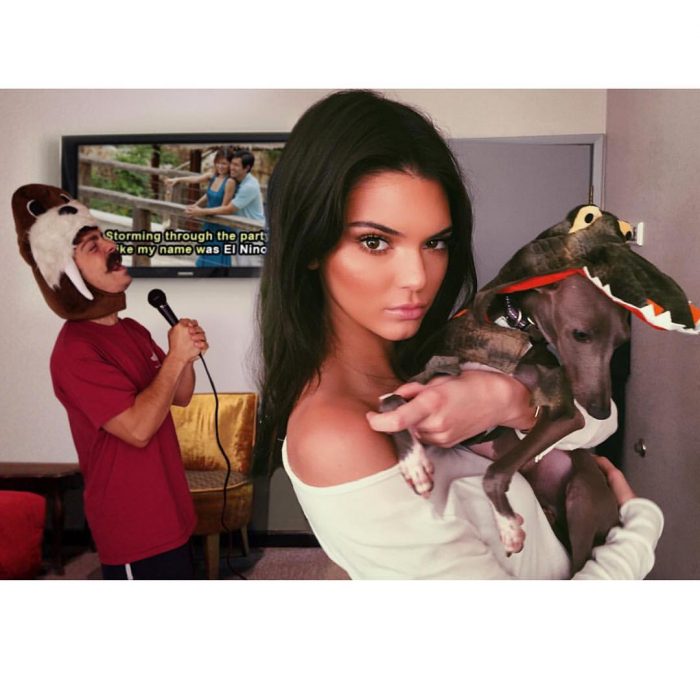 Chico pasando una tarde de karaoke junto a kendall jenner de manera divertida 