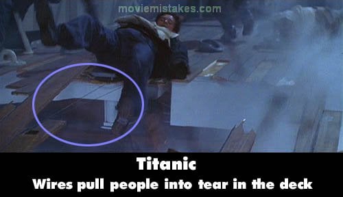 Errores de la película Titanic aparecen los cables de utileria en una escena 