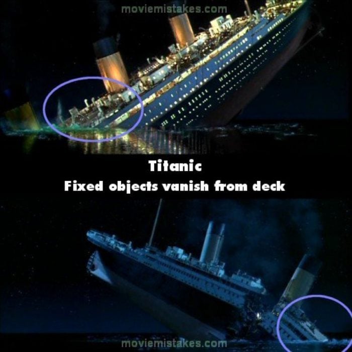 Errores de la película Titanic barco hundiéndose 