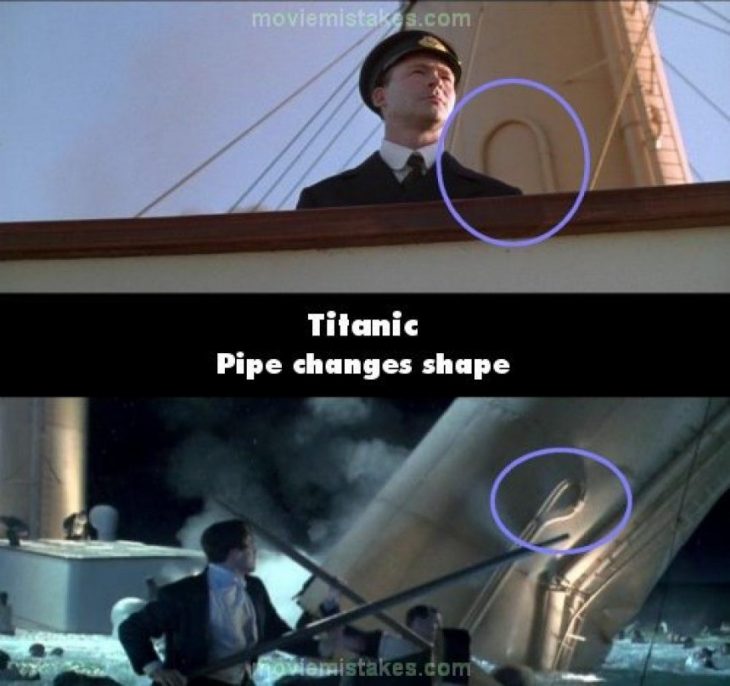 Errores de la película Titanic tuberías que cambian 