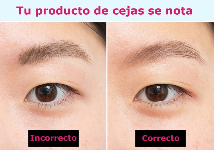 Razon correcta e incorrecta de como usar un producto para las cejas 