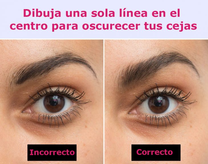 Forma correcta e incorrecta de dibujar una línea en tus cejas 