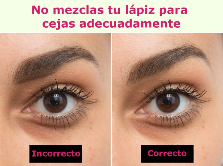 Manera correcta e incorrecta de aplicar el lápiz de cejas