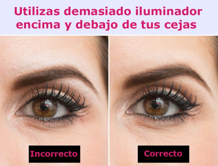 Forma correcta e incorrecta de usar iluminador en las cejas