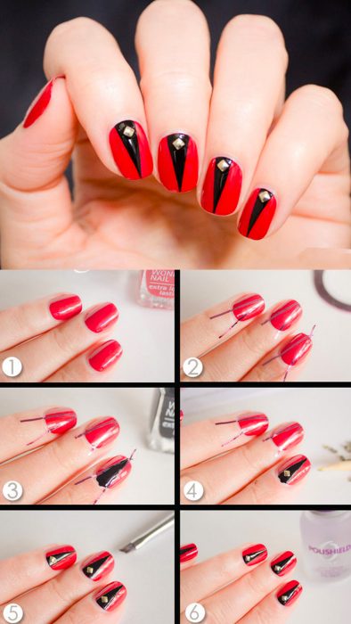 Tutorial de uñas de color rojo 