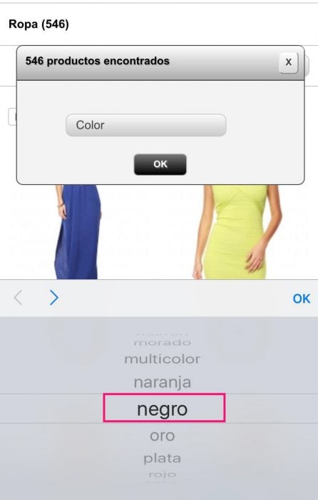 Comprando ropa color negro 