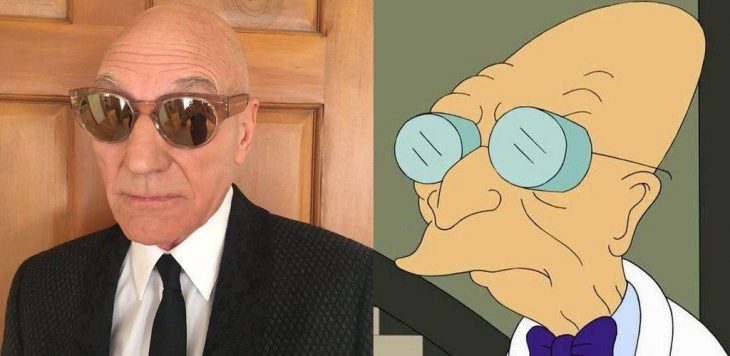 sir patrick stewart como el profesor Farnsworth 