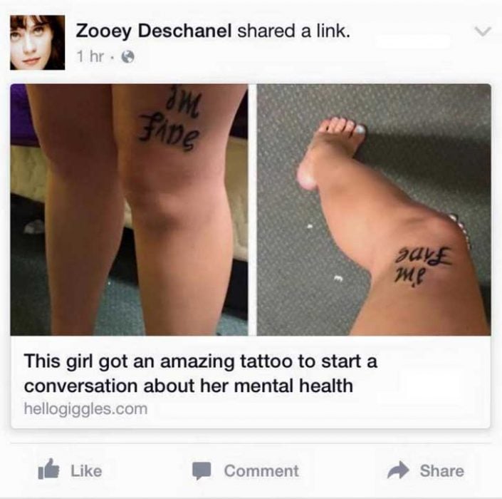 zooey deschenel comparte historia de tatuaje estoy bien