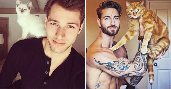 Algunas de las mejores imágenes de la cuenta de Instagram hotdudeswithkittens, donde se suben fotos de hombre muy guapos que posan junto a su gato