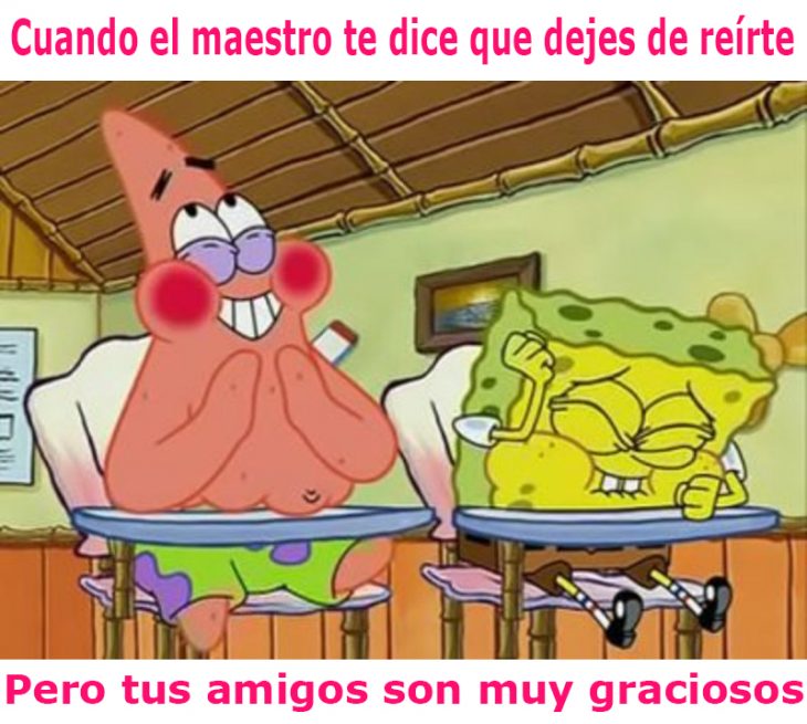 Meme okchicas. Bob esponja y patricio riendo