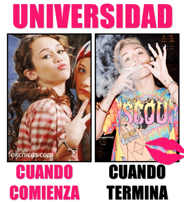 Meme ok chicas antes y después de la Universidad 