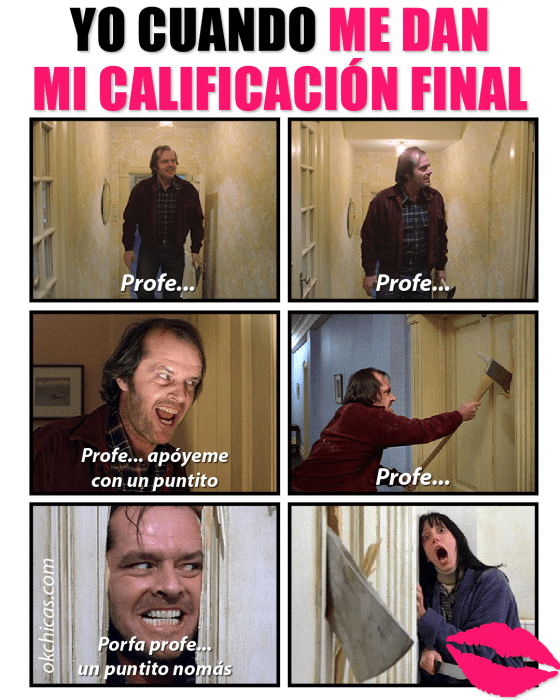 Meme okchicas cuando te entregan calificaciones finales 