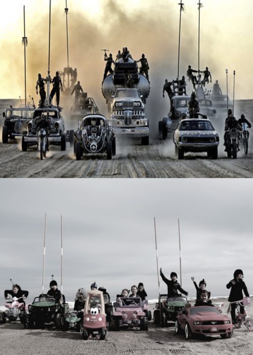 Mamá recrea fotos de películas de los Oscar. Mad Max Fury Road