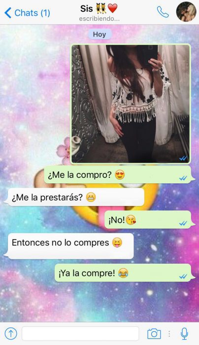 Mensajes de hermanas cuando te aconseja de la ropa 