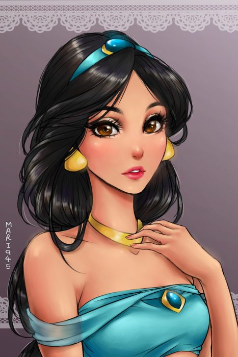 Princesa Jasmín diseñada como anime