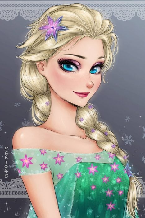Elsa diseñada como anime